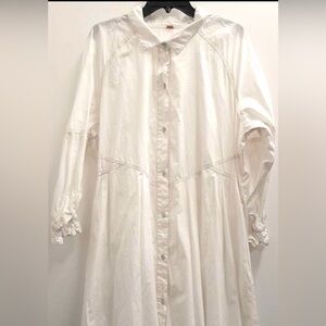 Free People white Hannah cotton shirt dress